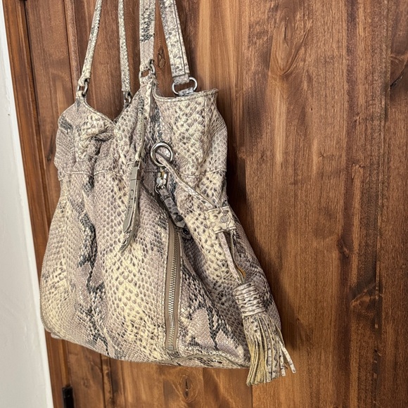 Cole Haan Beige Snake Print Shoulder Bag - Picture 3 of 8